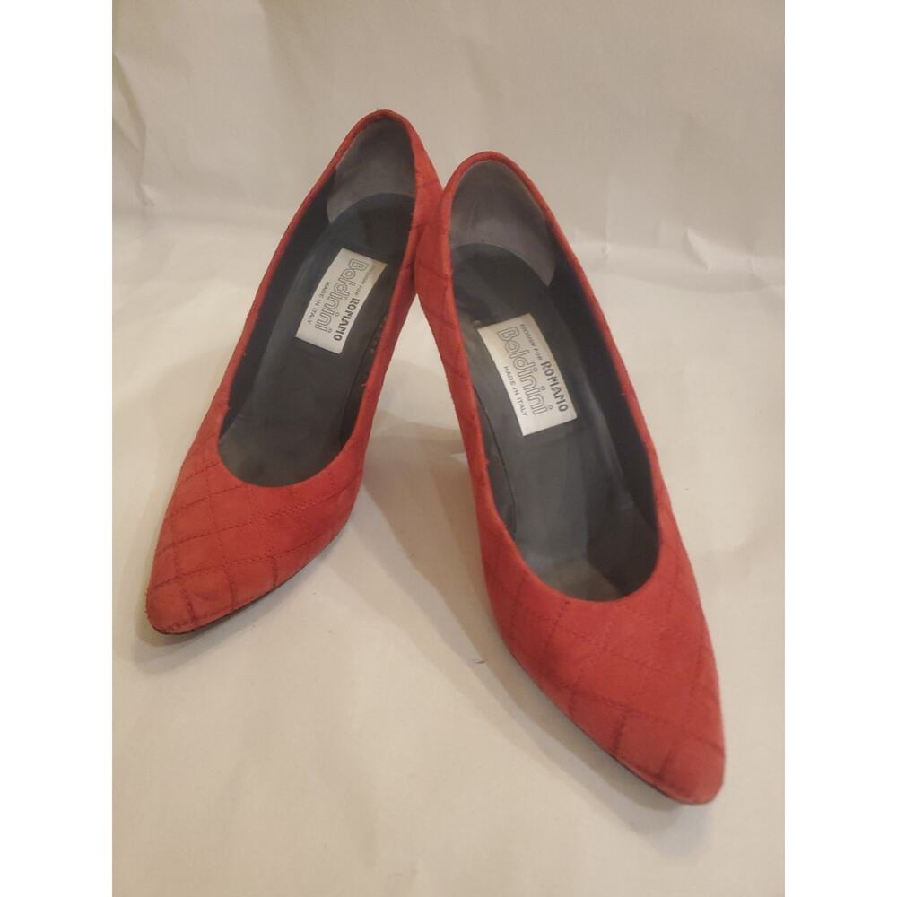 BALDININI Women's Red Quilted Pumps Shoes Heels Size 6 Made in Italy EUR 36